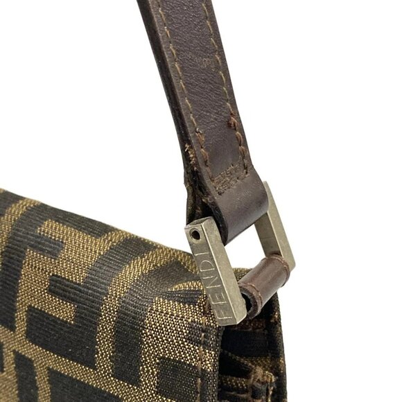 Auth FENDI Mamma bucket / Zucchino pattern - Black Beige Dark Brown Jacquard - Picture 10 of 16